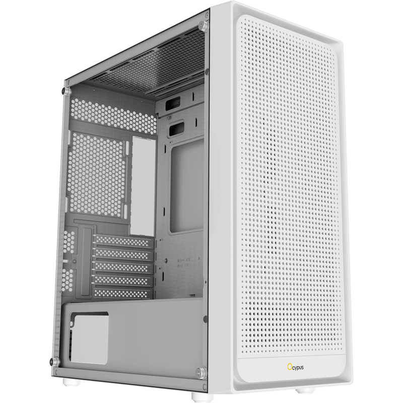 Корпус Ocypus Gamma C50 WH, Mini-Tower, TG, no fans, 1xUSB-A 3.0 + 2xUSB 2.0, mATX, mITX White