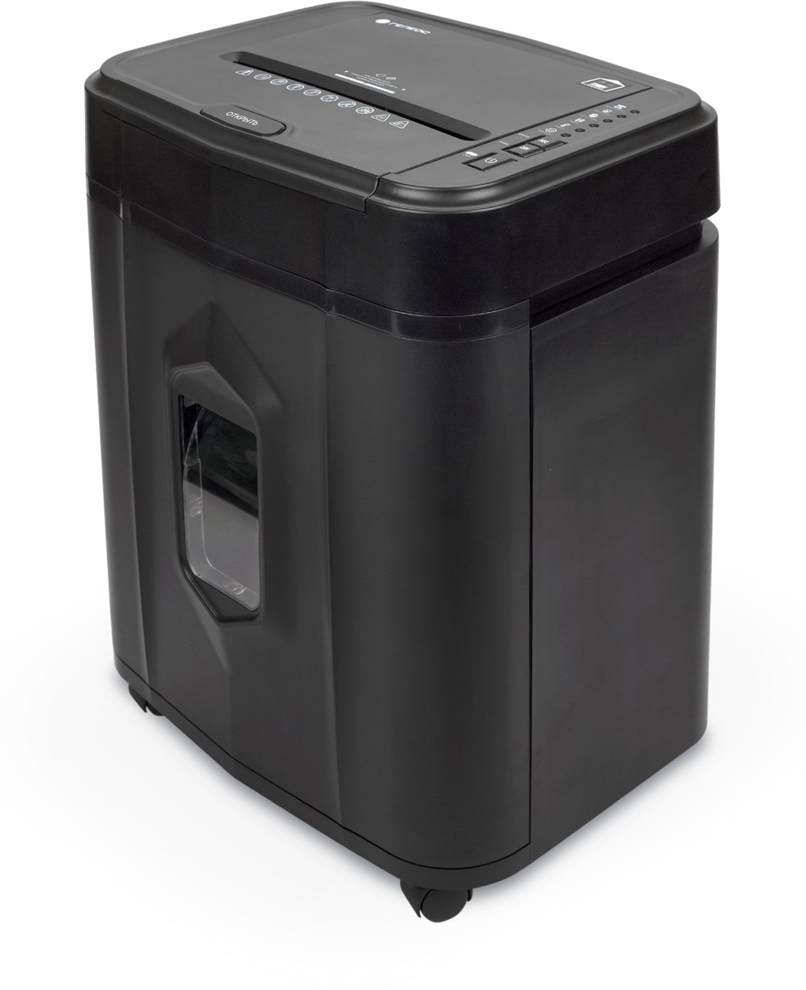 Шредер Heleos АП20-4 черный с автоподачей (секр.P-4) фрагменты 131лист. 20лтр. скрепки скобы пл.карт