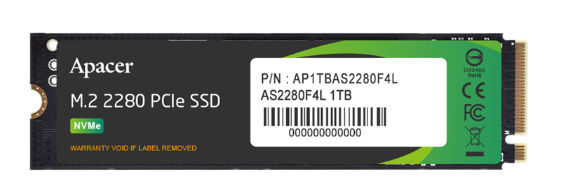 Твердотельный накопитель Apacer SSD AS2280F4L 1TB M.2 2280 PCIe Gen5x4, R10400/W8600 Mb/s, 3D NAND, 