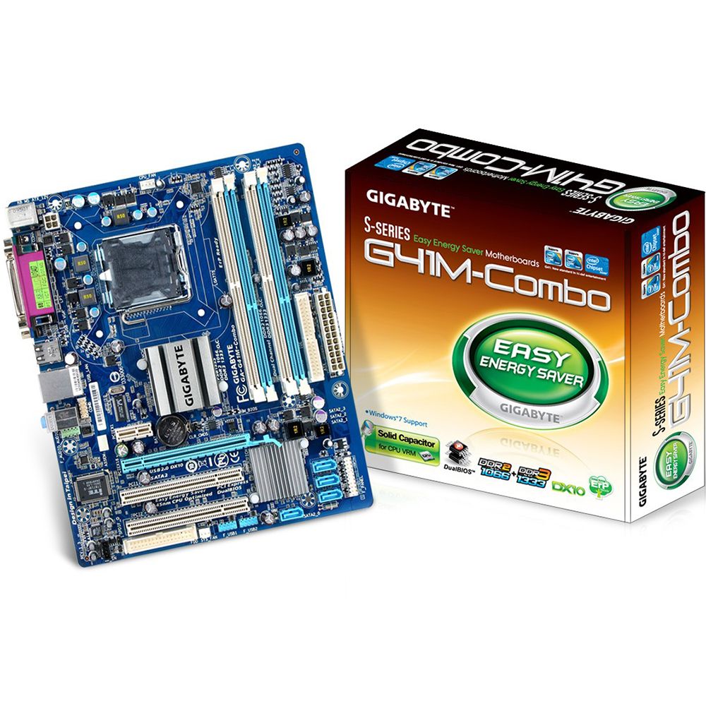 Материнская плата Gigabyte GA-G41M-COMBO-GQ, Socket 775, Intel®G41+ICH7, 2xDDR3-1066+2xDDR2-1066, D-