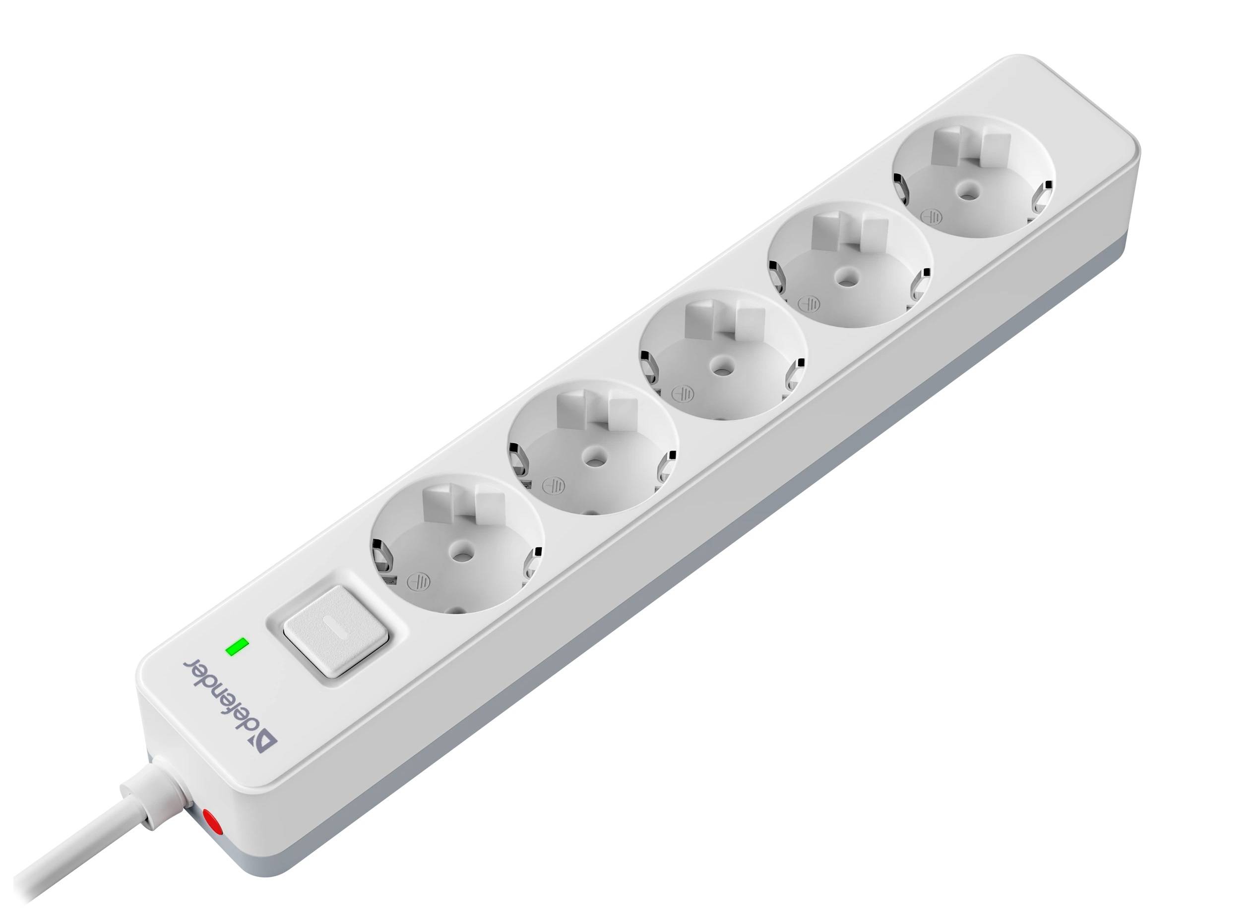 Сетевой фильтр Defender DFS 135 5м (5 розеток) белый (коробка)