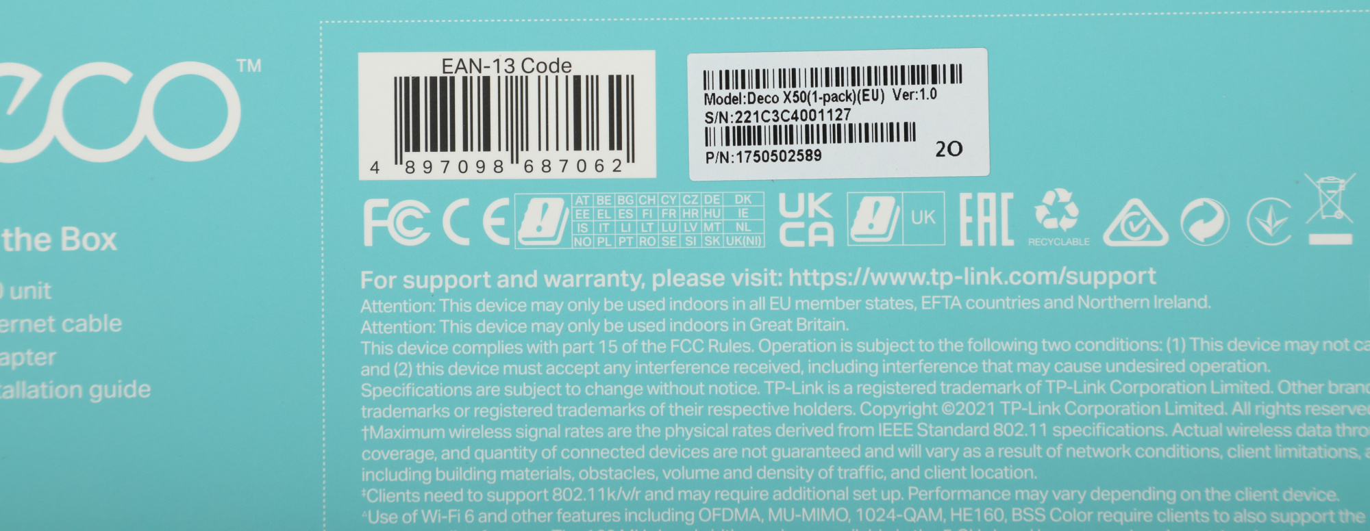 Бесшовный Mesh роутер TP-Link Deco X50(1-Pack) AX3000 10/100/1000BASE-TX белый