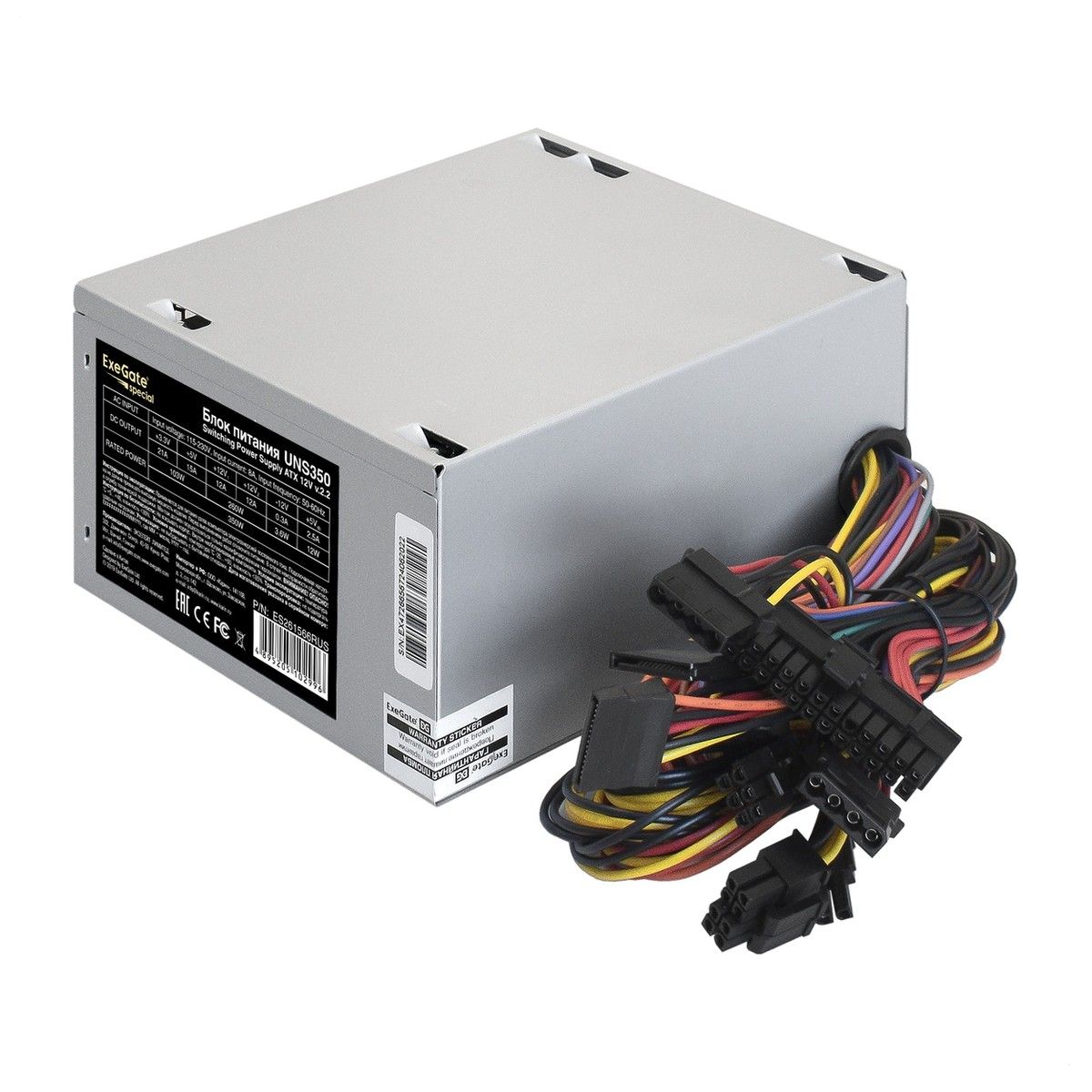ES261566RUS-PC Блок Питания 350W ExeGate UNS350 ATX, PC, 12cm fan, 24p, 4p, 3SATA, 2IDE, FDD (119437