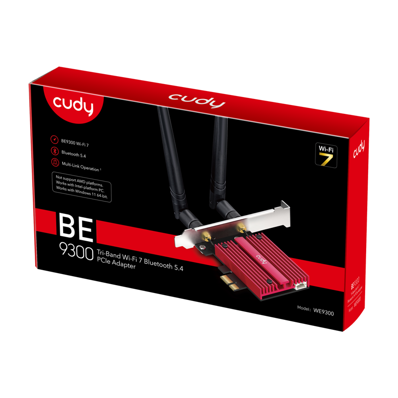 Адаптер беспроводной связи (Wi-Fi) CUDY BE9300 7 PCI Express Adapter 7 Bluetooth 5.4 PCI Express Ada