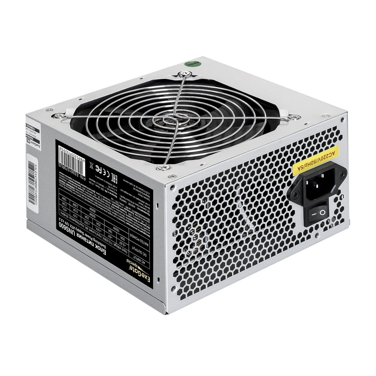ES261570RUS Блок питания 600W ExeGate UNS600, ATX, 12cm fan, 24p+4p, 6/8p PCI-E, 3*SATA, 2*IDE, FDD