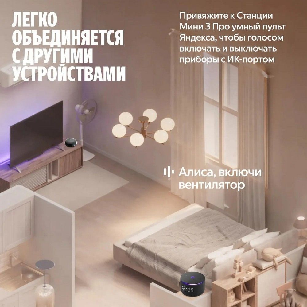 Умная колонка Yandex Станция Мини 3 Про Алиса черный 18W 2.0 BT/Wi-Fi (YNDX-00059BLK)