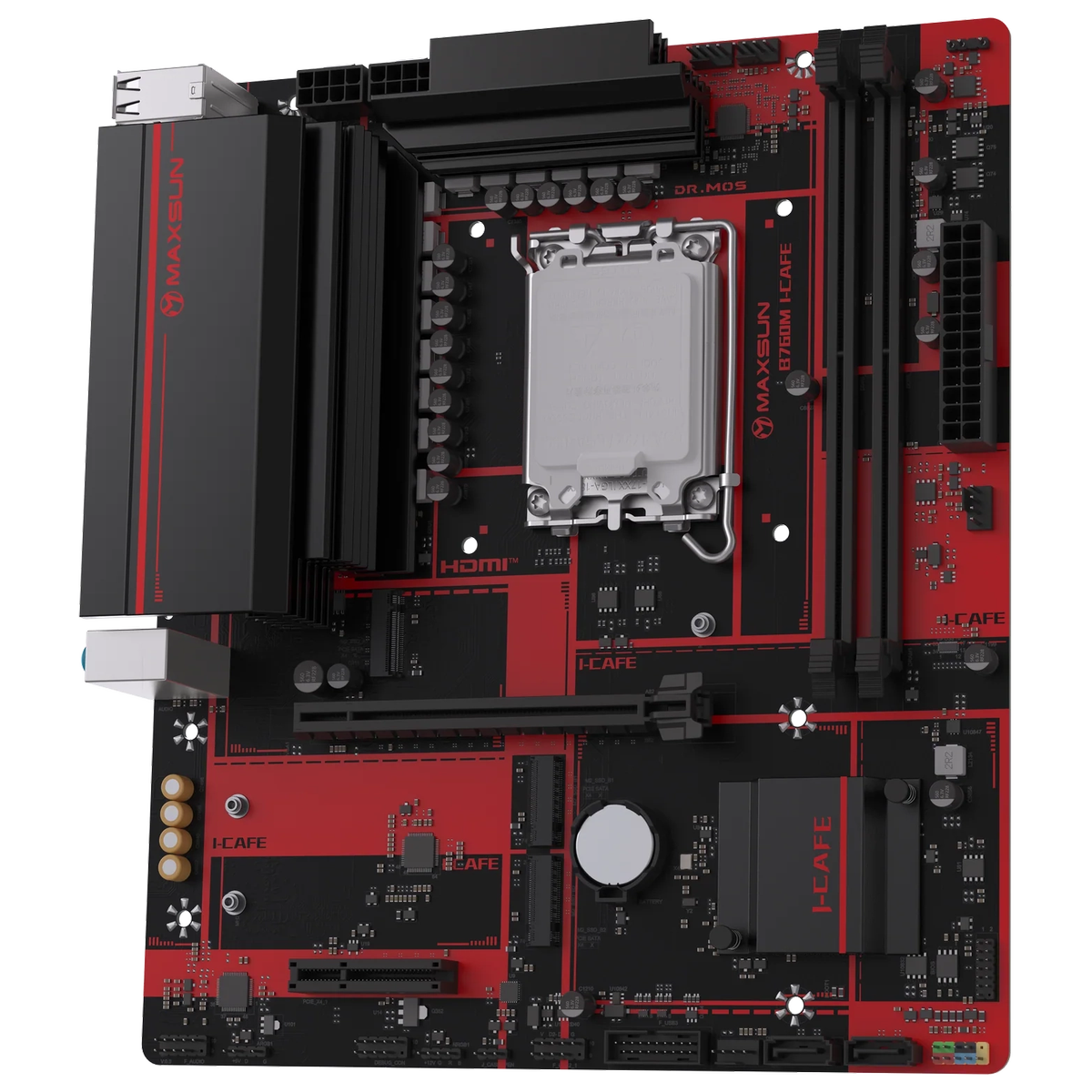 Материнская плата Maxsun MS-B760M I-CAFE B760, LGA1700, 2*DDR5, 1*PCIEx16, 1*PCIEx4, 3*M.2, 4*USB3.2
