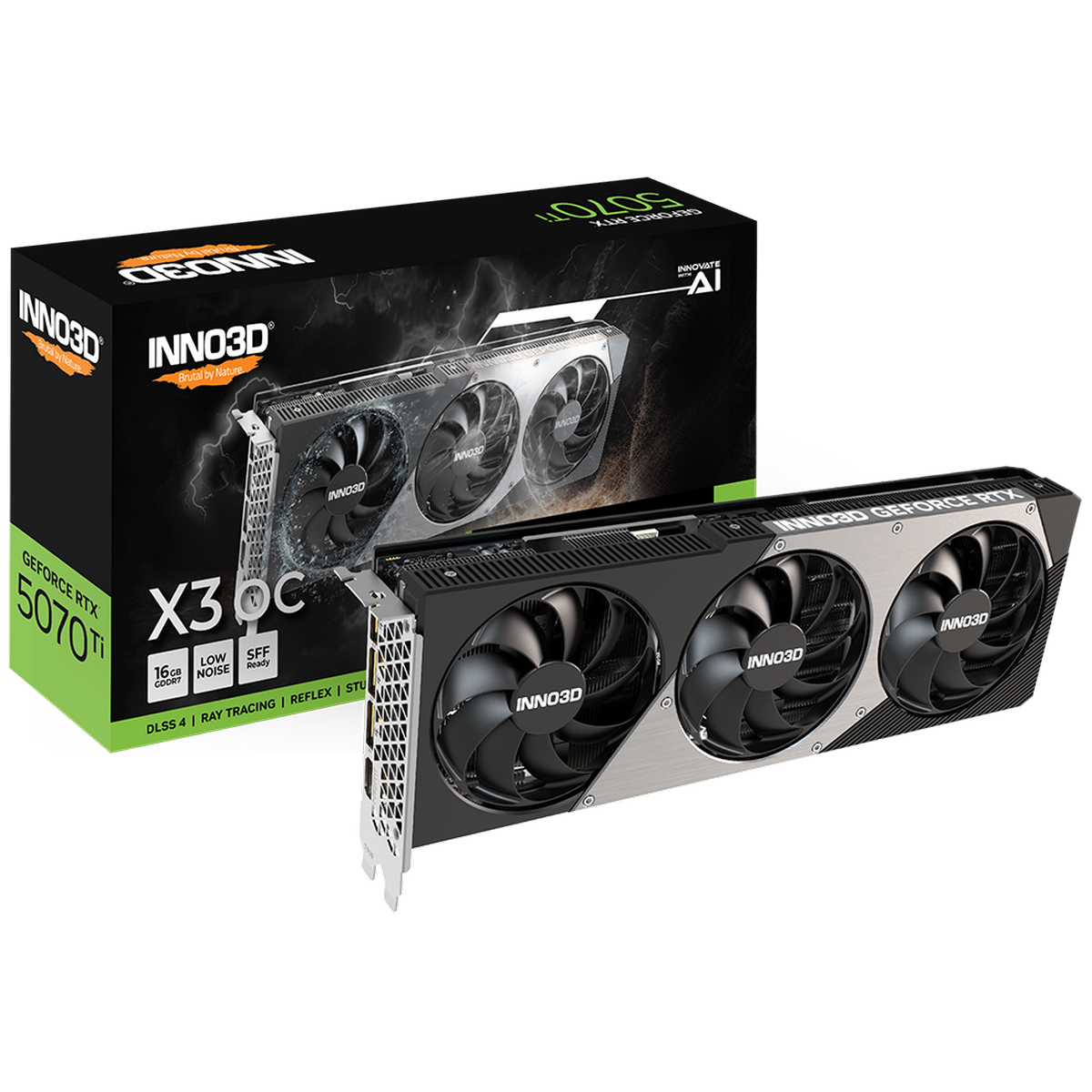 Видеокарта INNO3D RTX 5070 Ti X3 OC//RTX5070Ti, HDMI, DP*3, 16G,D7