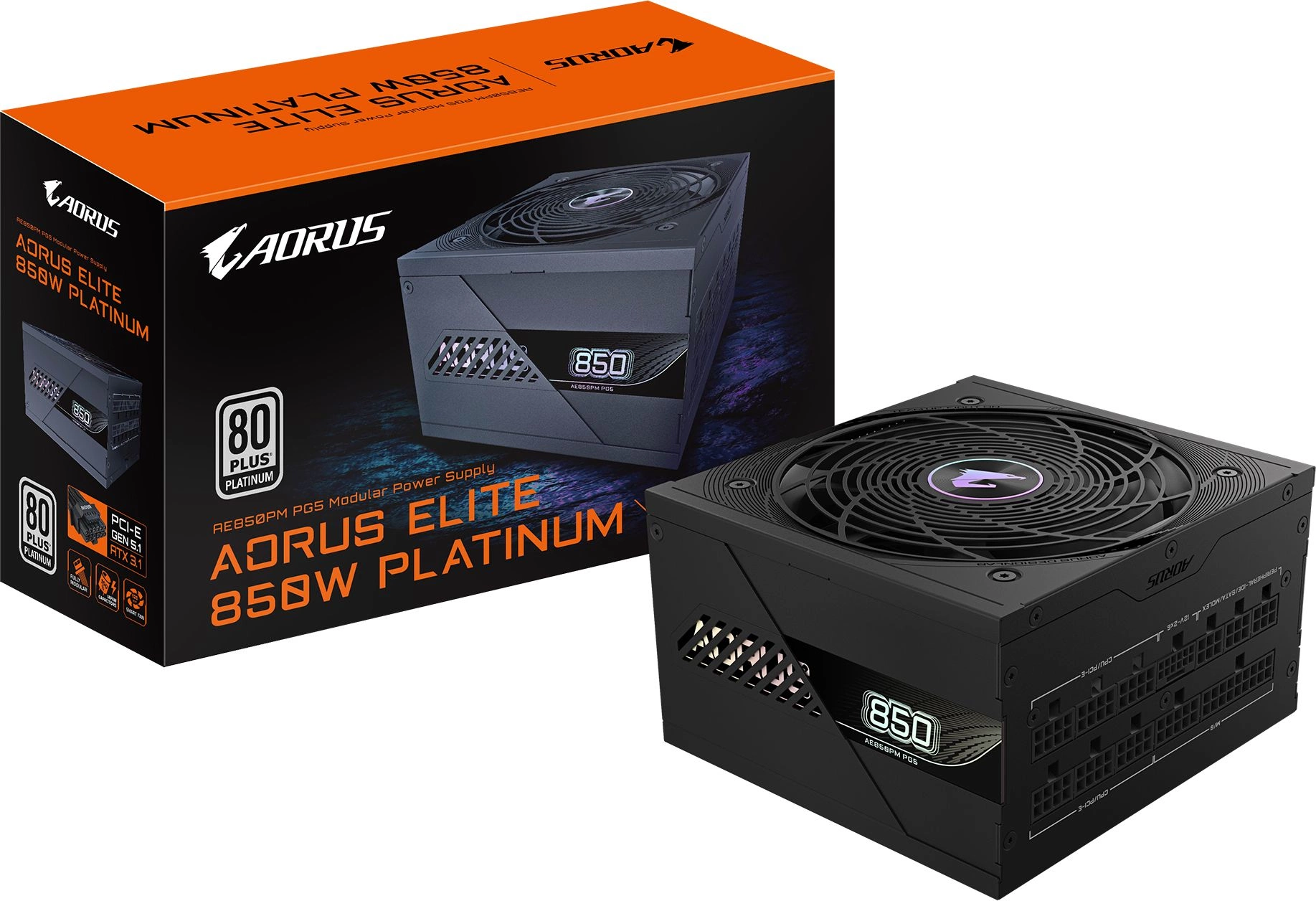 Блок питания Gigabyte ATX 850W Aorus Elite GP-AE850PM PG5 Gen.5 80+ platinum (20+4pin) APFC 120mm fa