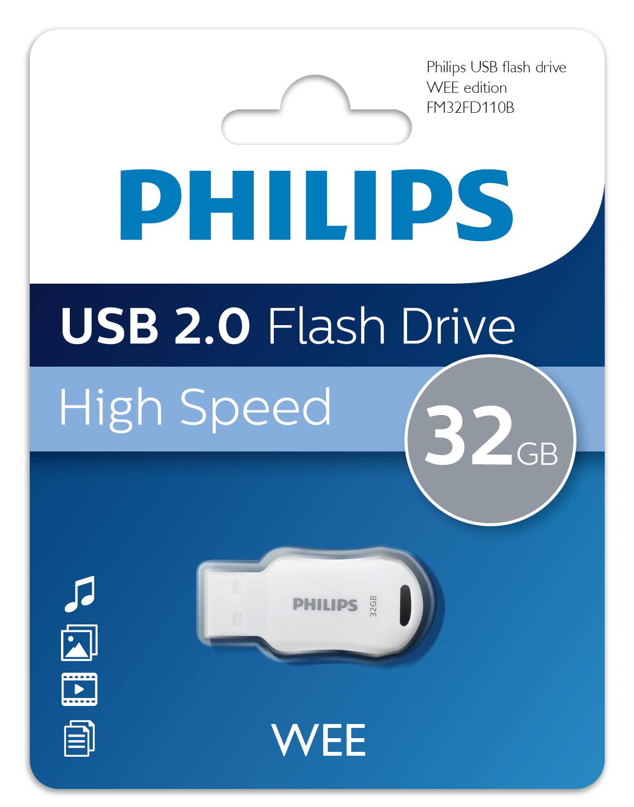 Флеш накопитель 32GB PHILIPS WEE 2.0 32GB, USB 2.0