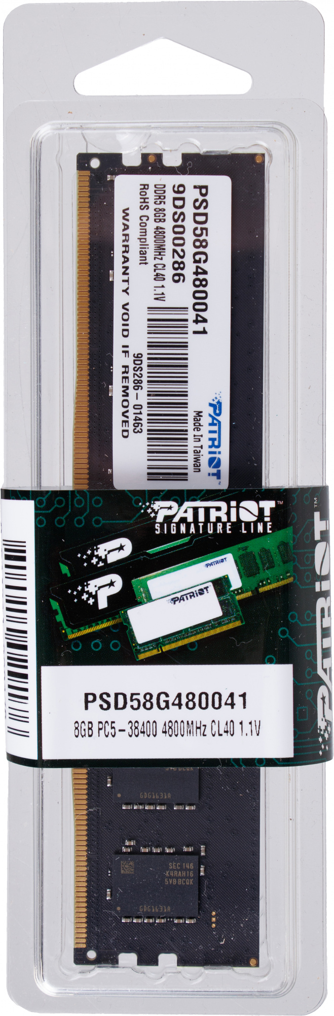 Память DDR5 8GB 4800MHz Patriot PSD58G480041 Signature RTL PC5-38400 CL40 DIMM 288-pin 1.1В single r