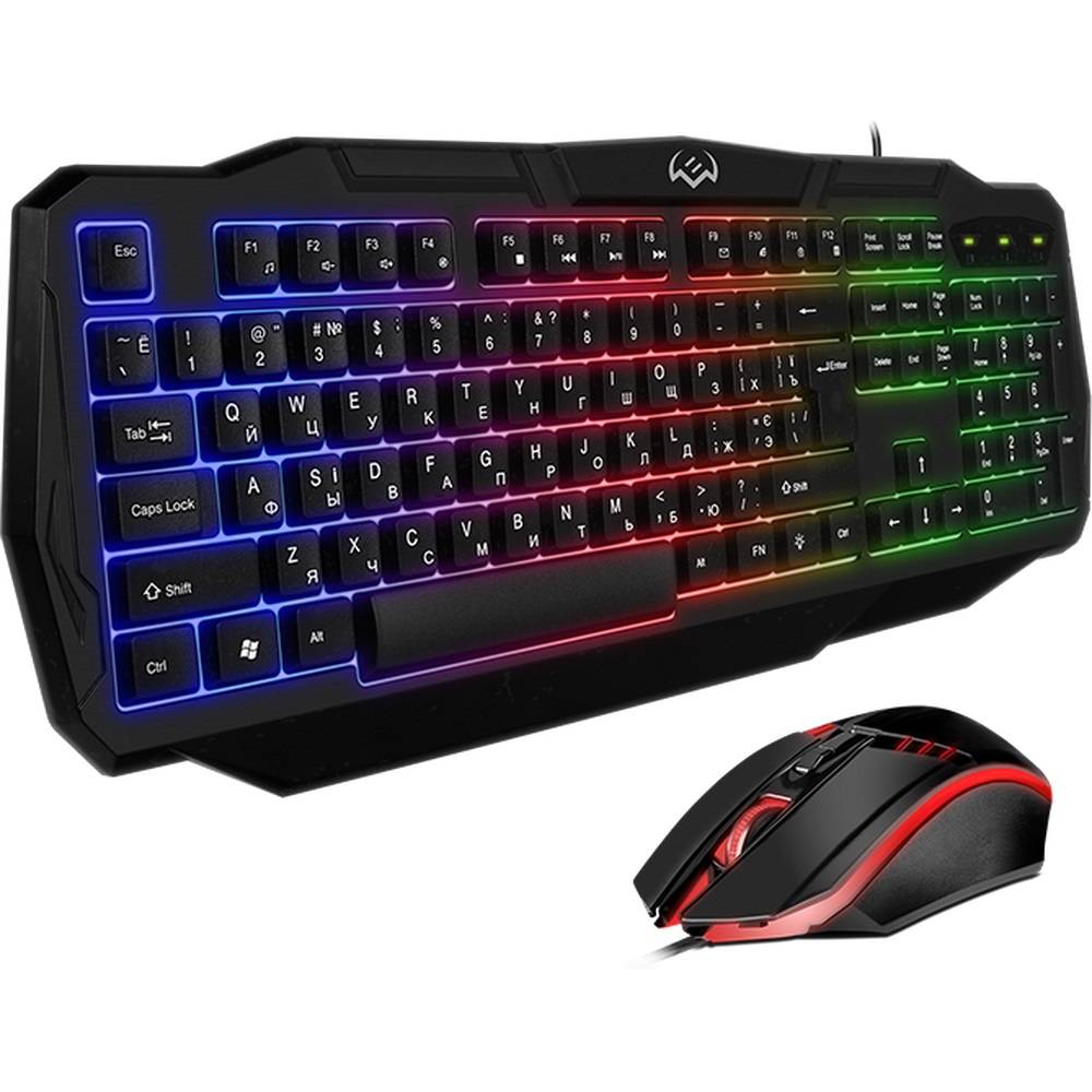 SVEN Комплект игровой клавиатура + мышь GS-9100 (104кл.+12Fn, 800-1600 DPI, 3+1кн., подсветка)