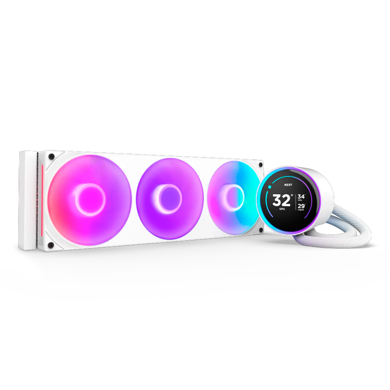 Система жидкостного охлаждения NZXT Kraken Elite 360 RGB (270W, 360mm, LED temp., White, RGB/ Fans: 