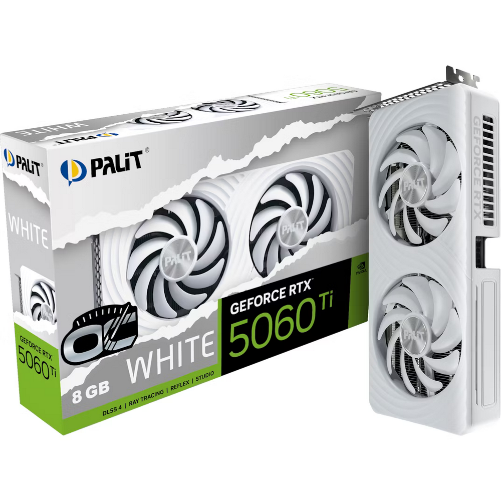 Видеокарта Palit PCI-E 5.0 PA-RTX5060Ti WHITE OC NVIDIA GeForce RTX 5060TI 8Gb 128bit GDDR7 2407/280