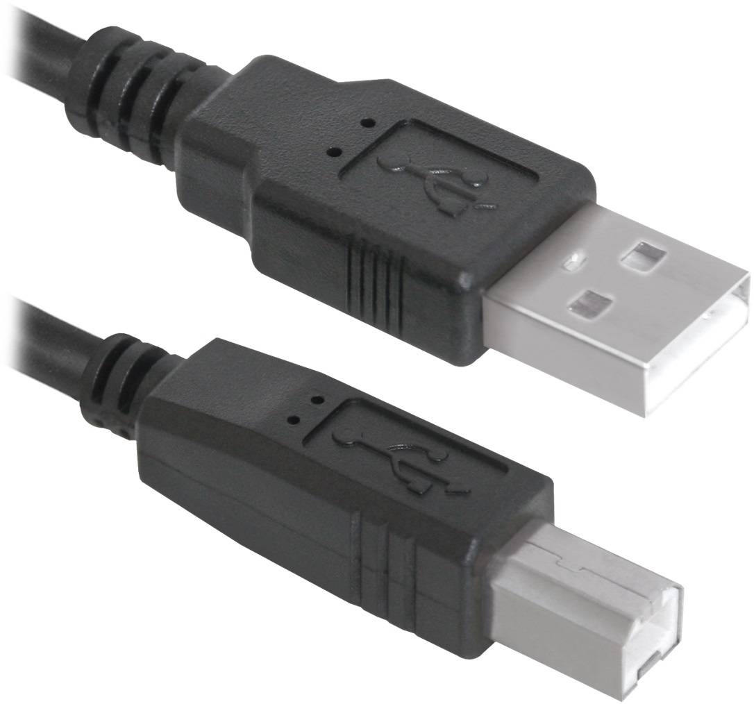 Defender Кабель USB 2.0 (AM) - USB 2.0 (BM), для периферийных устройств (принтеры и другие), чёрный,