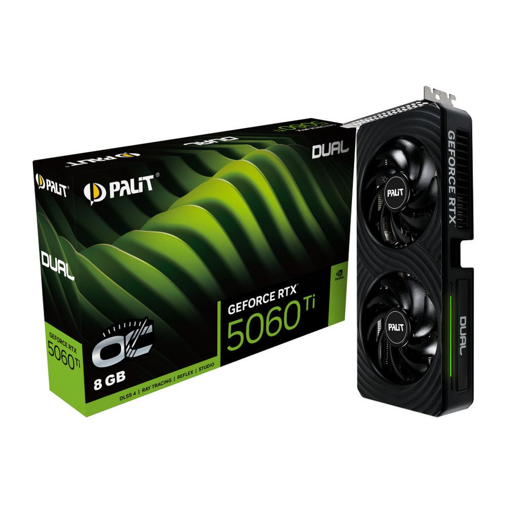 Видеокарта Palit PCI-E 5.0 PA-RTX5060Ti DUAL OC NVIDIA GeForce RTX 5060TI 8Gb 128bit GDDR7 2407/2800