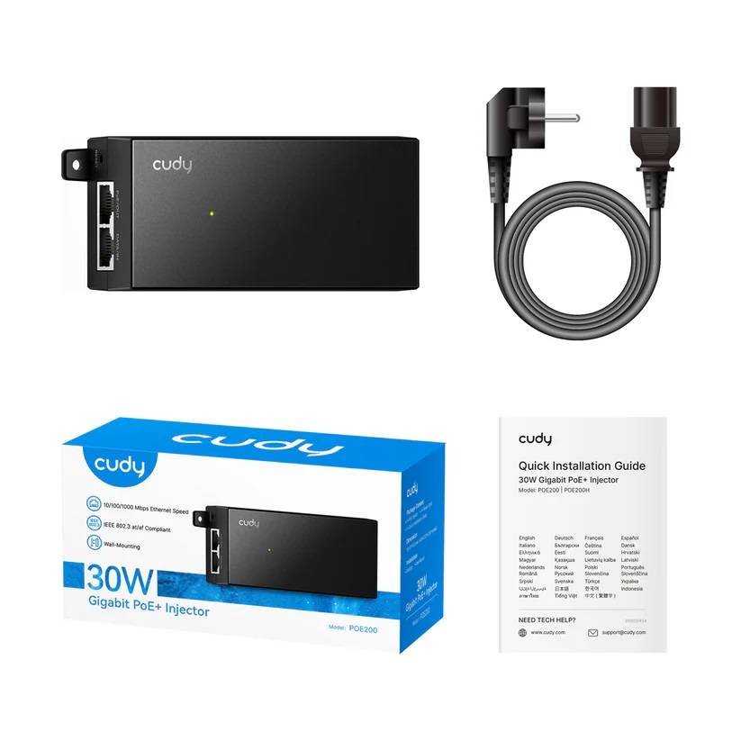 Инжектор PoE Cudy POE200 10/100/1000BASE-T 30Вт 54В(DC)