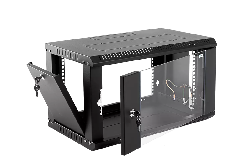 Шкаф ЦМО Шкаф телекоммуникационный настенный разборный ЭКОНОМ 6U (600х520) дверь стекло, цвет черный