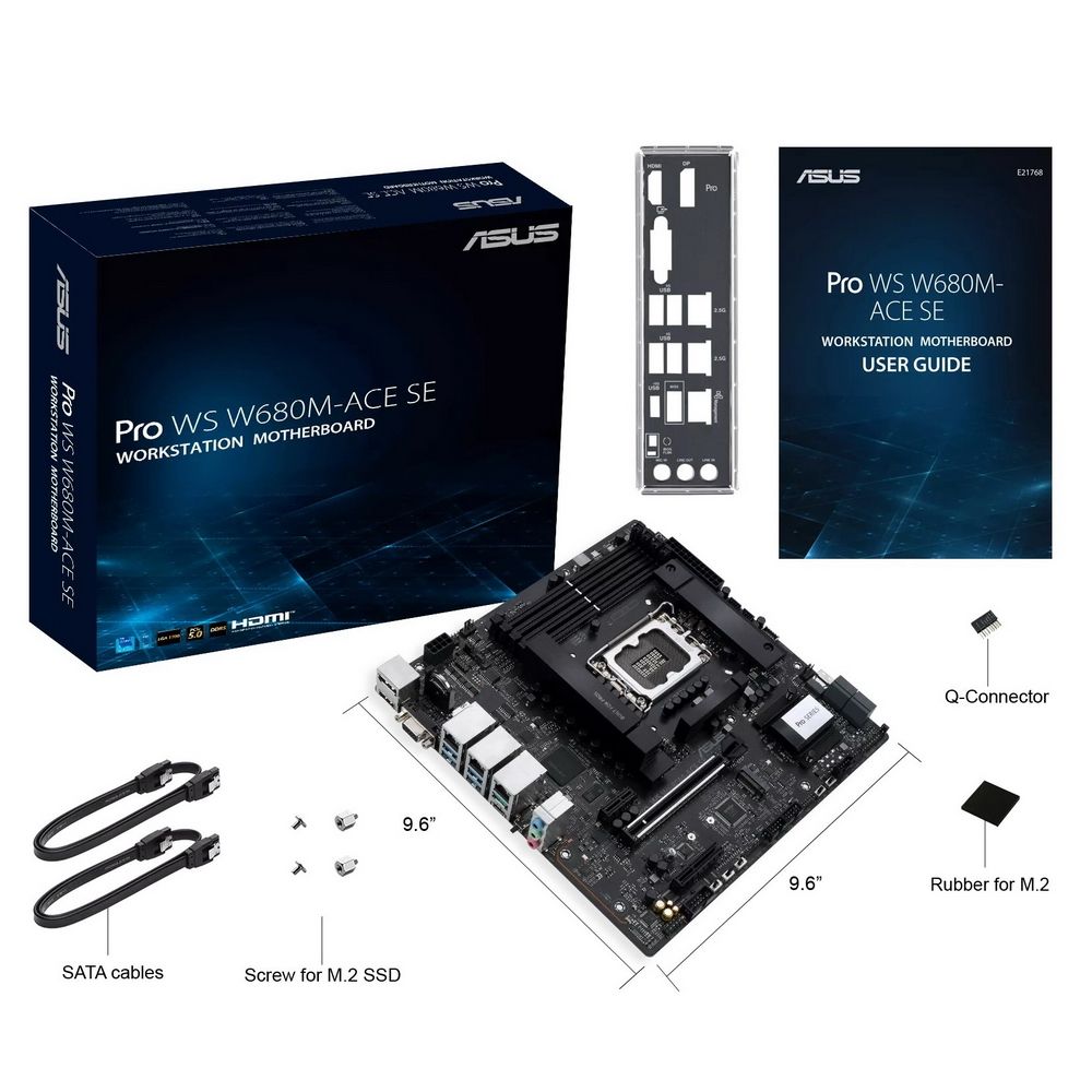 Материнская плата ASUS PRO WS W680M-ACE SE LGA1700 mATX 4xDDR5 PCIEx16 PCIEx4 PCIEx1 2xM.2 USB-C DP 