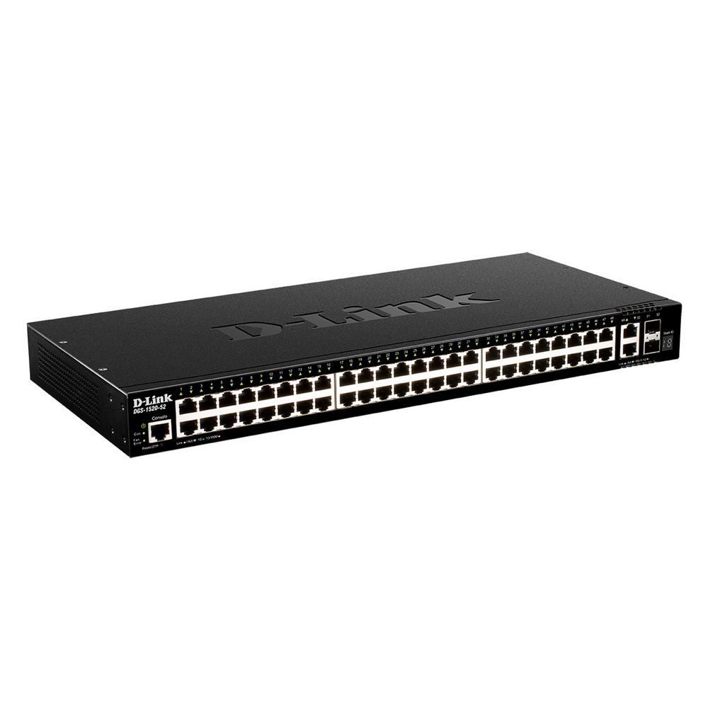 Коммутатор D-Link DGS-1520-52/A1A (L3) 48x1Гбит/с 2x10Гбит/с 2xКомбо(10GBase-T/SFP+) 2SFP+ управляем