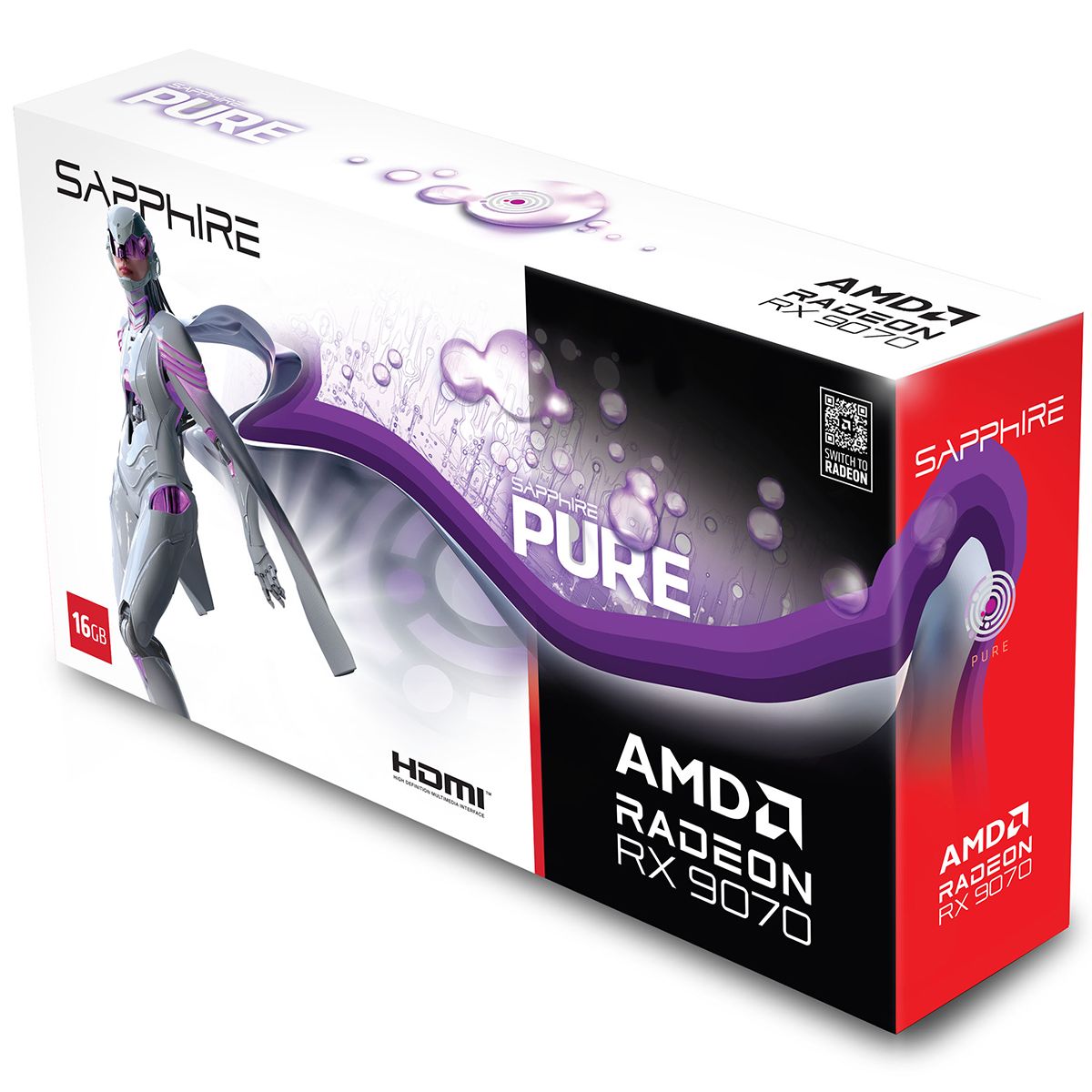 Видеокарта Sapphire PCI-E 5.0 11349-02-20G PURE AMD RADEON RX 9070 OC AMD Radeon RX 9070 16Gb 256bit