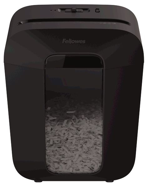 Шредер Fellowes PowerShred LX50 черный (секр.P-4) фрагменты 9лист. 17лтр. скрепки скобы пл.карты
