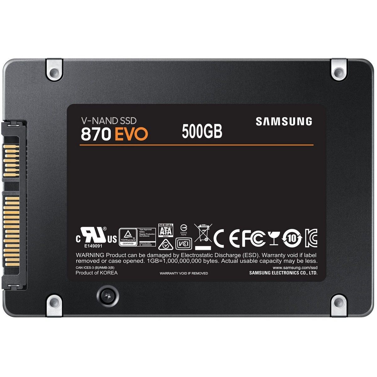 Твердотельный накопитель SSD Samsung 2.5" 500GB 870 EVO Client SSD MZ-77E500B SATA 6Gb/s, 560/5