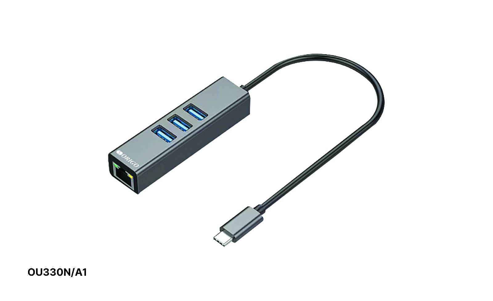 Разветвитель USB-C Origo OU330N 3порт. серый (OU330N/A1A)