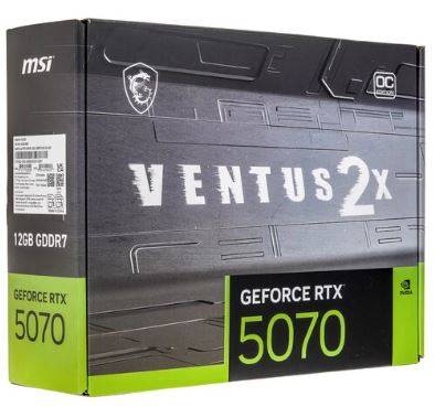 Видеокарта MSI PCI-E 5.0 RTX 5070 12G VENTUS 2X OC NVIDIA GeForce RTX 5070 12Gb 192bit GDDR7 2542/28