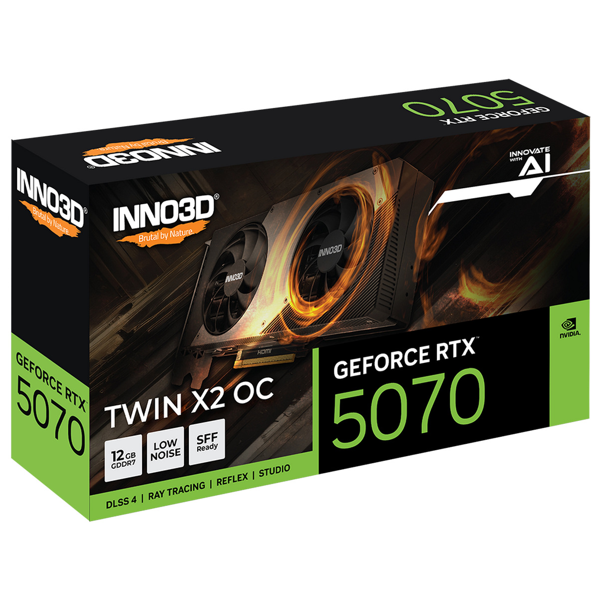 Видеокарта INNO3D RTX 5070 Twin X2 OC//RTX5070, HDMI, DP*3, 12G,D7
