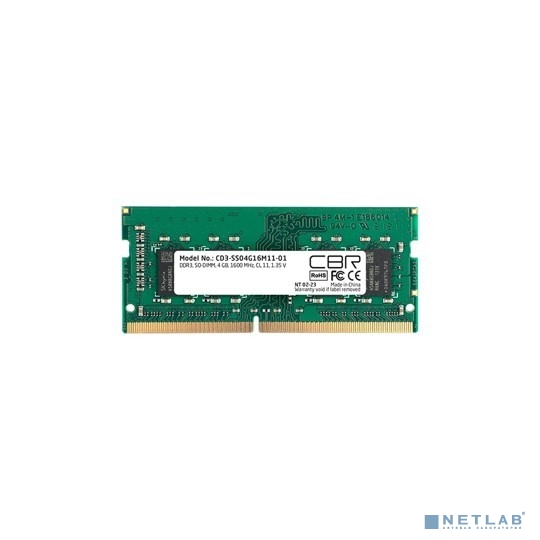 CBR DDR3 SODIMM 4GB CD3-SS04G16M11-01 PC3-12800, 1600MHz, CL11, 1.35V