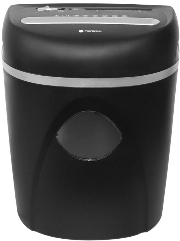 Шредер Heleos УП23-4 черный/серебристый (секр.P-4) фрагменты 13лист. 23лтр. скрепки скобы пл.карты C