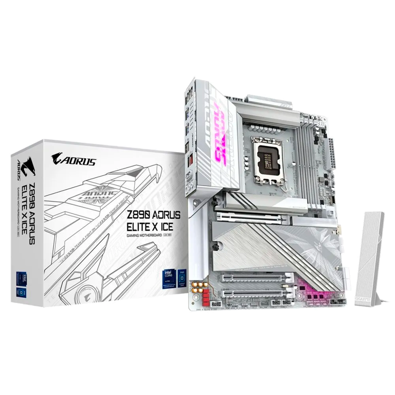 Материнская плата Gigabyte Z890 AORUS ELITE X ICE, LGA 1851, Intel Z890, 4xDDR5, 4xSATA, 5xM.2, 1xPC