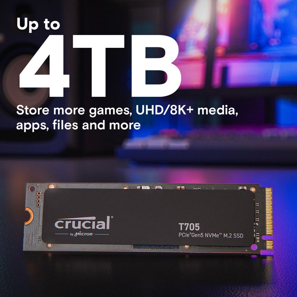 Твердотельный накопитель SSD Crucial T705 4TB PCIe Gen5 NVMe M.2 SSD CT4000T705SSD3