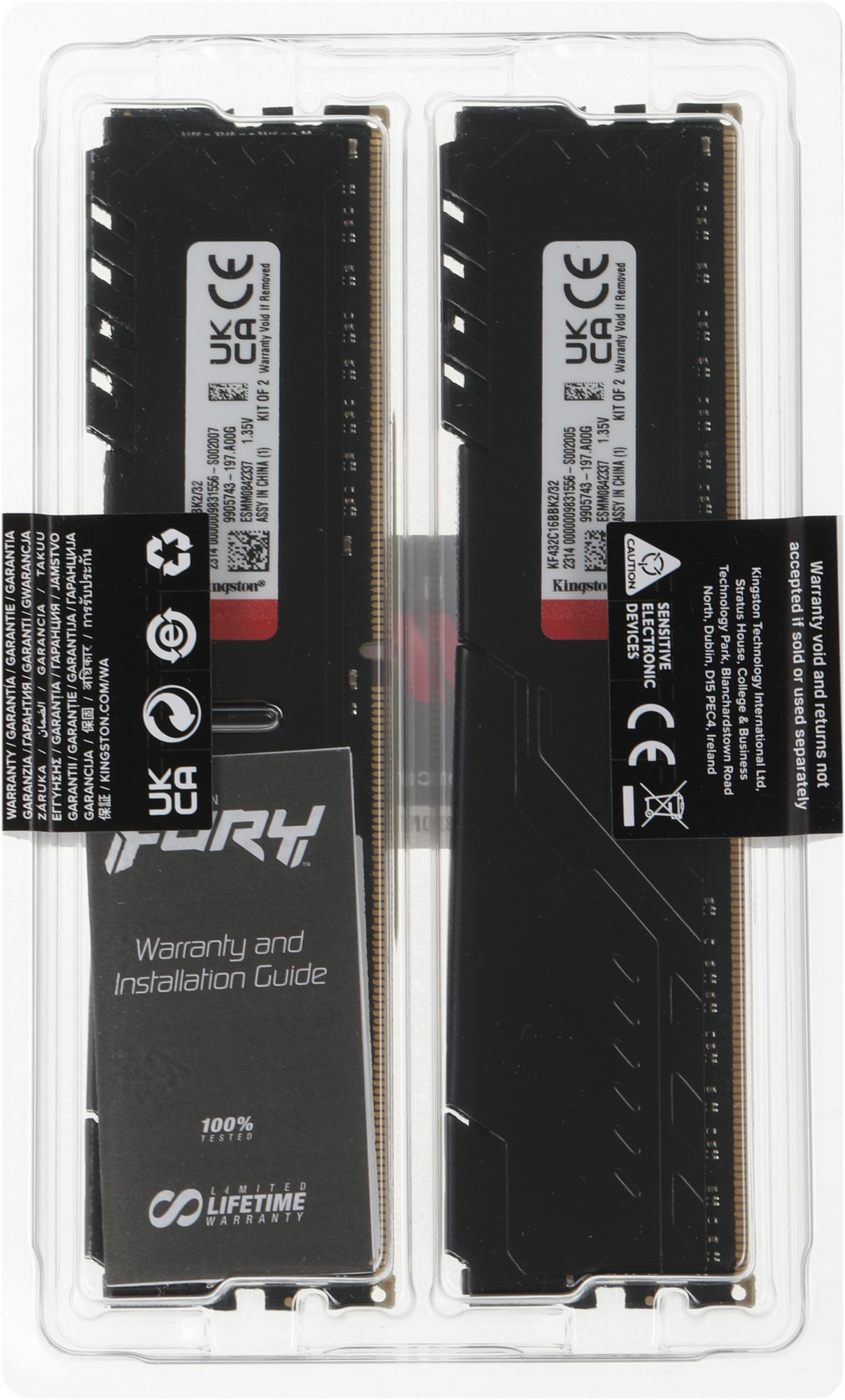 Память DDR4 2x16Gb 3200MHz Kingston KF432C16BBK2/32 Fury Beast Black RTL Gaming PC4-25600 CL16 DIMM 