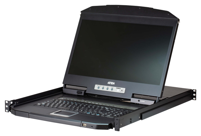 КВМ консоль ATEN 18.5" 16-Port PS/2-USB VGA Single Rail WideScreen LCD KVM Switch