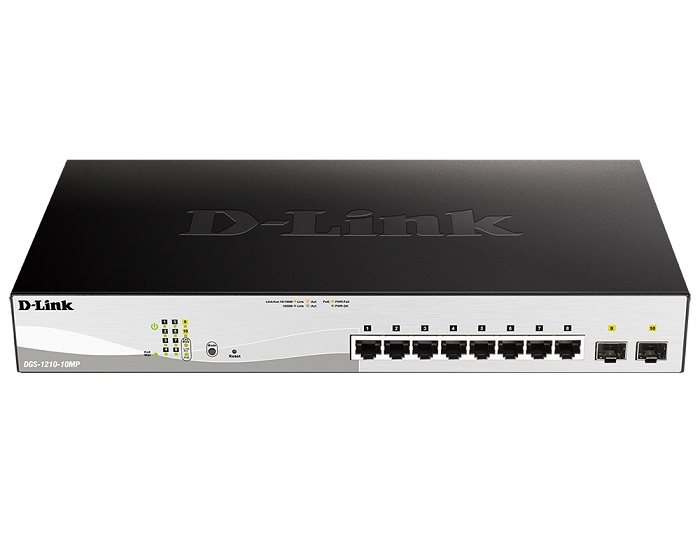 Коммутатор D-Link DGS-1210-10MP/F1A 8x1Гбит/с 2SFP 8PoE 130W настраиваемый