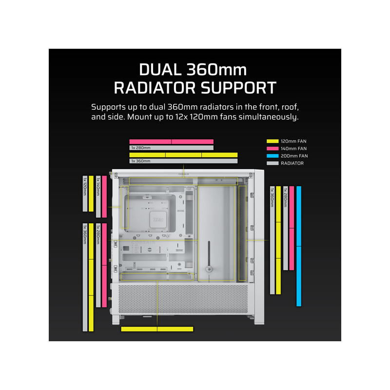 Корпус Corsair Frame 4000D, Midi-Tower, TG, no fan, 2xUSB-A 3.2, 1xUSB 3.2 Type-C, E-ATX, ATX, mATX,