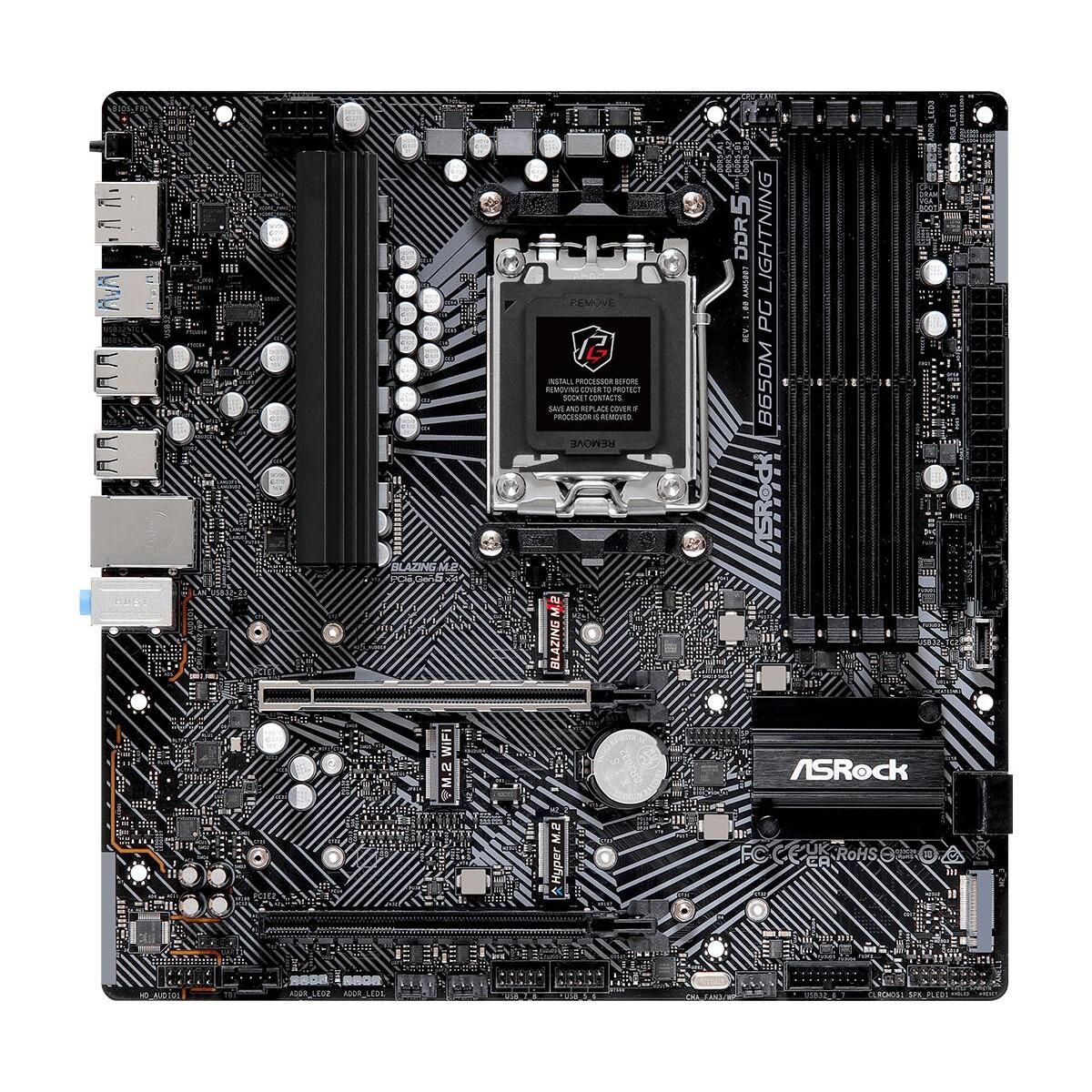 Материнская плата Asrock B650M PG LIGHTNING Socket AM5 AMD B650 4xDDR5 mATX AC`97 8ch(7.1) 2.5Gg RAI