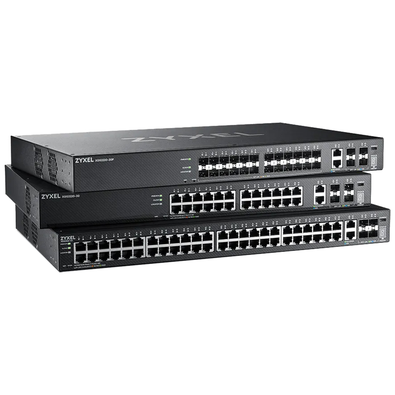 Коммутатор Zyxel XGS2220-30HP-EU0101F (L3) 24x1Гбит/с 2x10Гбит/с 4SFP+ 16PoE+ 8PoE++ 400W управляемы