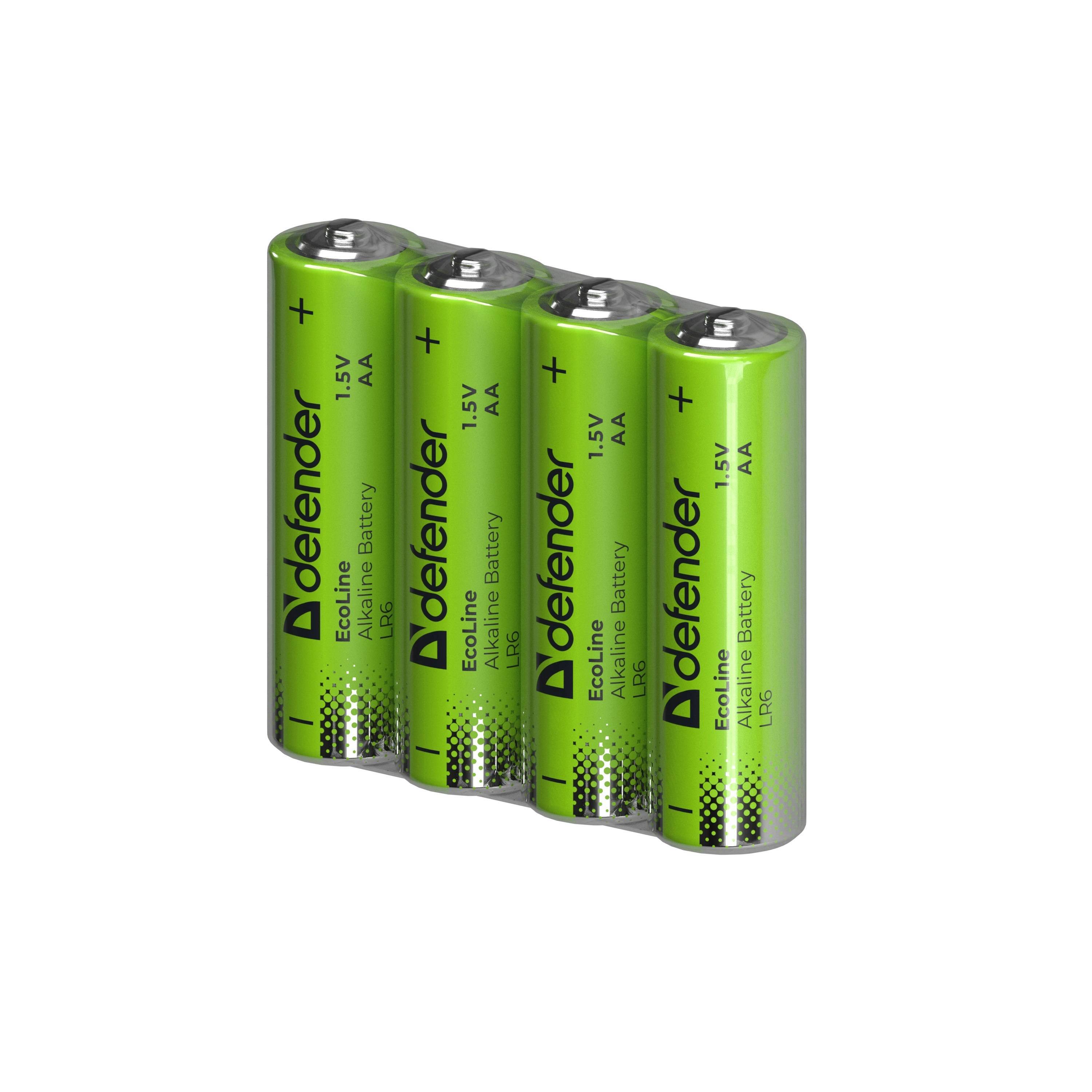 Defender Батарейка алкалиновая LR6-4S АА, шринк, 4 шт., EcoLine