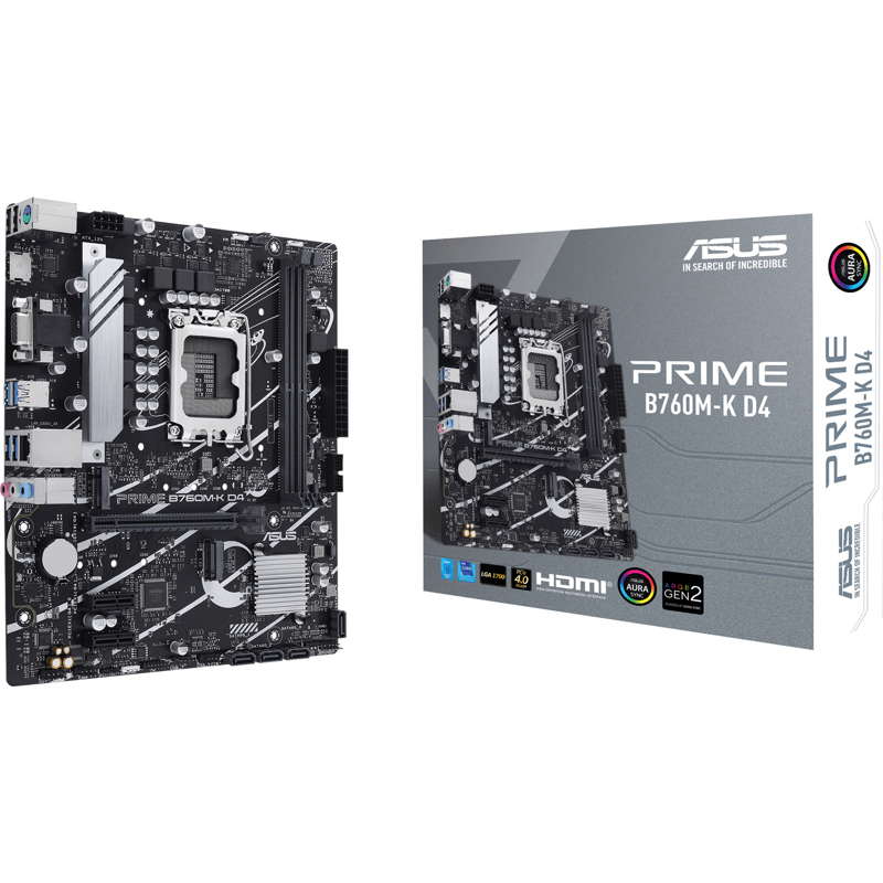 Материнская плата Asus PRIME B760M-K D4 Soc-1700 Intel B760 2xDDR4 mATX AC`97 8ch(7.1) GbLAN RAID+VG