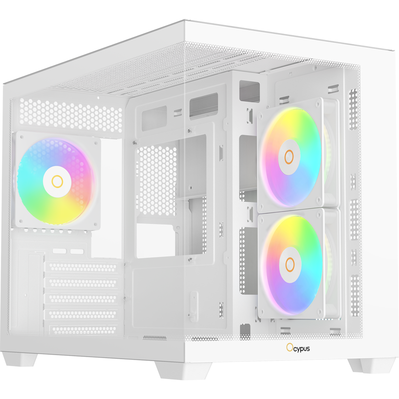 Корпус Case Ocypus Gamma C54 WH ARGB, Midi-Tower, TG, 3x120mm ARGB, 1xUSB-A 3.0 + 2xUSB 2.0, mATX, m