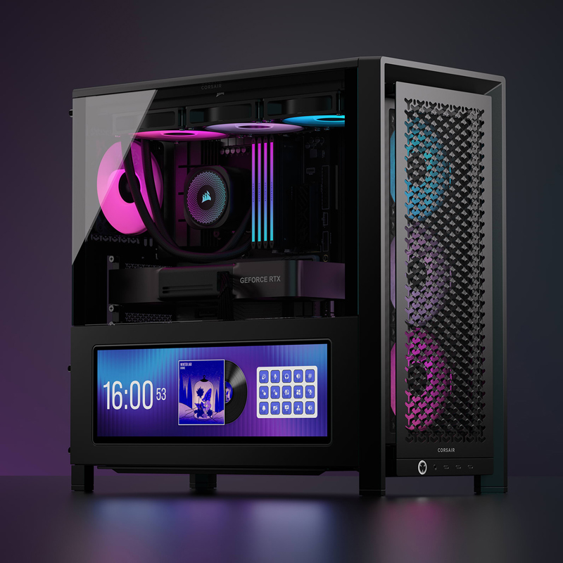 Корпус Corsair Frame 4000D LCD RS ARGB, Midi-Tower, TG, 3x120mm ARGB, 2xUSB-A 3.2, 1xUSB 3.2 Type-C,