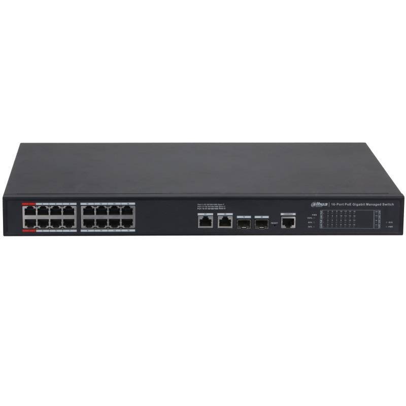 Коммутатор Dahua DH-S4220-16GT-190 (L2) 16x100Мбит/с 2x1Гбит/с 2SFP 16PoE 190W управляемый