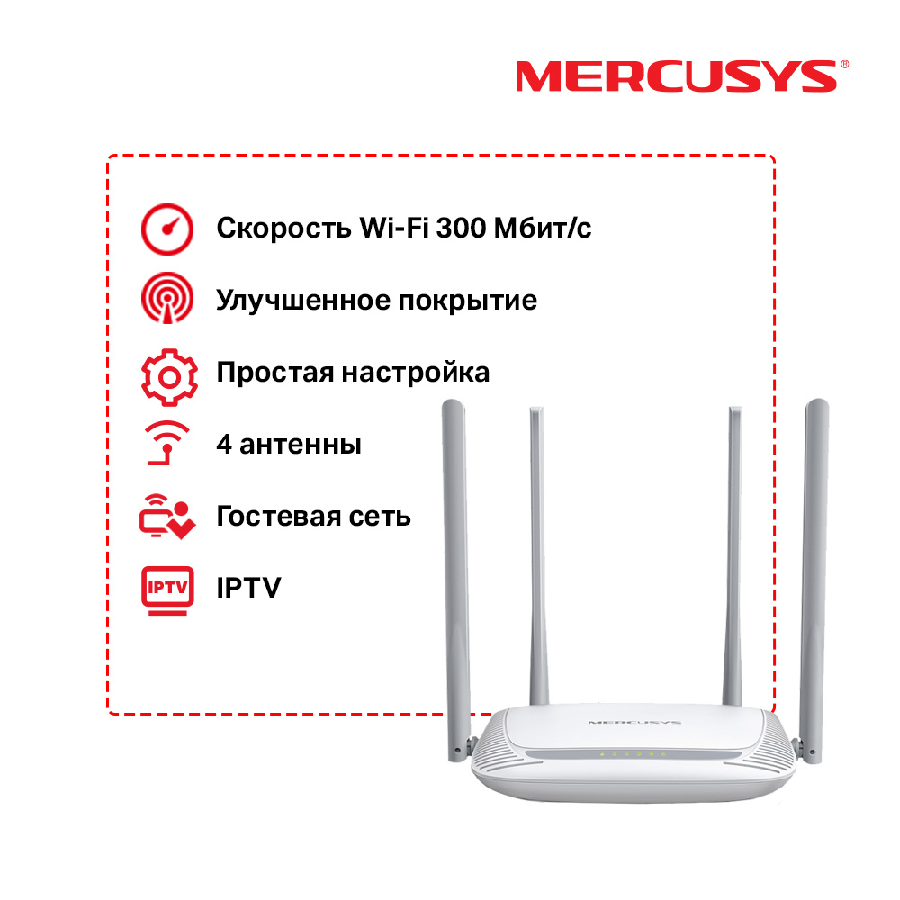 Роутер беспроводной Mercusys MW325R N300 10/100BASE-TX белый