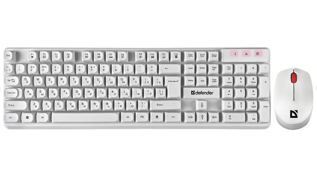 Клавиатура + мышь Defender Milan C-992 клав:белый мышь:белый/красный USB беспроводная Multimedia (45