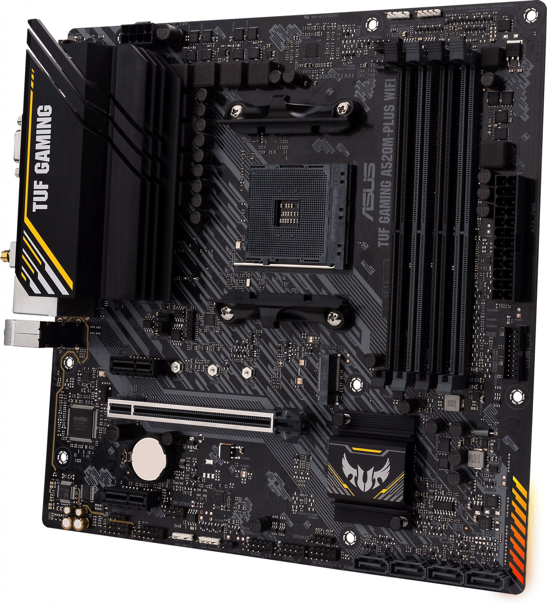 Материнская плата Asus TUF GAMING A520M-PLUS WIFI Soc-AM4 AMD A520 4xDDR4 mATX AC`97 8ch(7.1) 2xGgE 