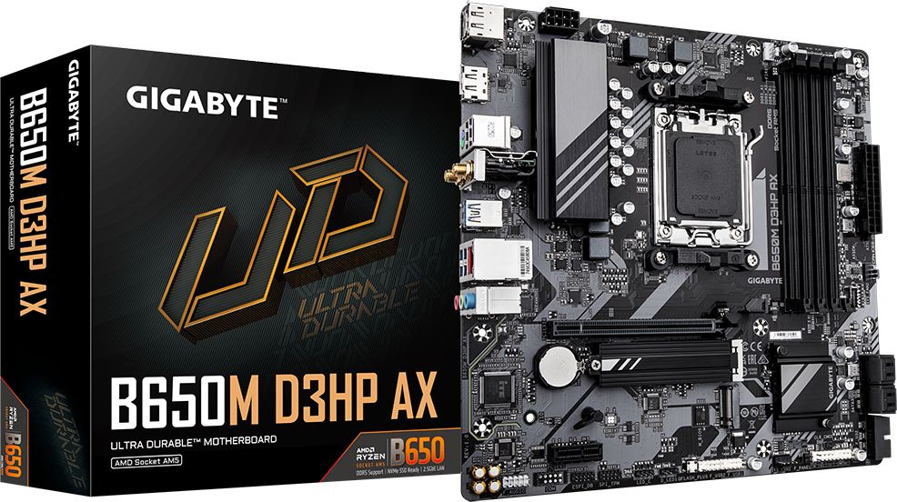 Материнская плата Gigabyte B650M D3HP AX Socket AM5 AMD B650 4xDDR5 mATX AC`97 8ch(7.1) 2.5Gg RAID+H