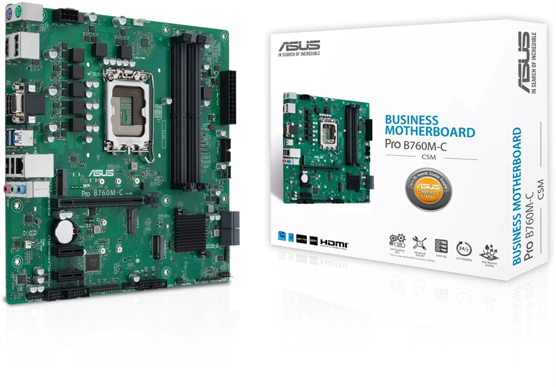 Материнская плата Asus PRO B760M-C-CSM Soc-1700 Intel B760 4xDDR5 mATX AC`97 8ch(7.1) GbLAN RAID+VGA